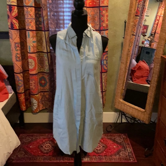 A sleeveless Denim Dress Button Down - Picture 1 of 8